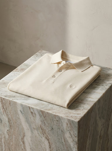 Cinematic bespoke model luxury cashmere coat with embroidered QR code